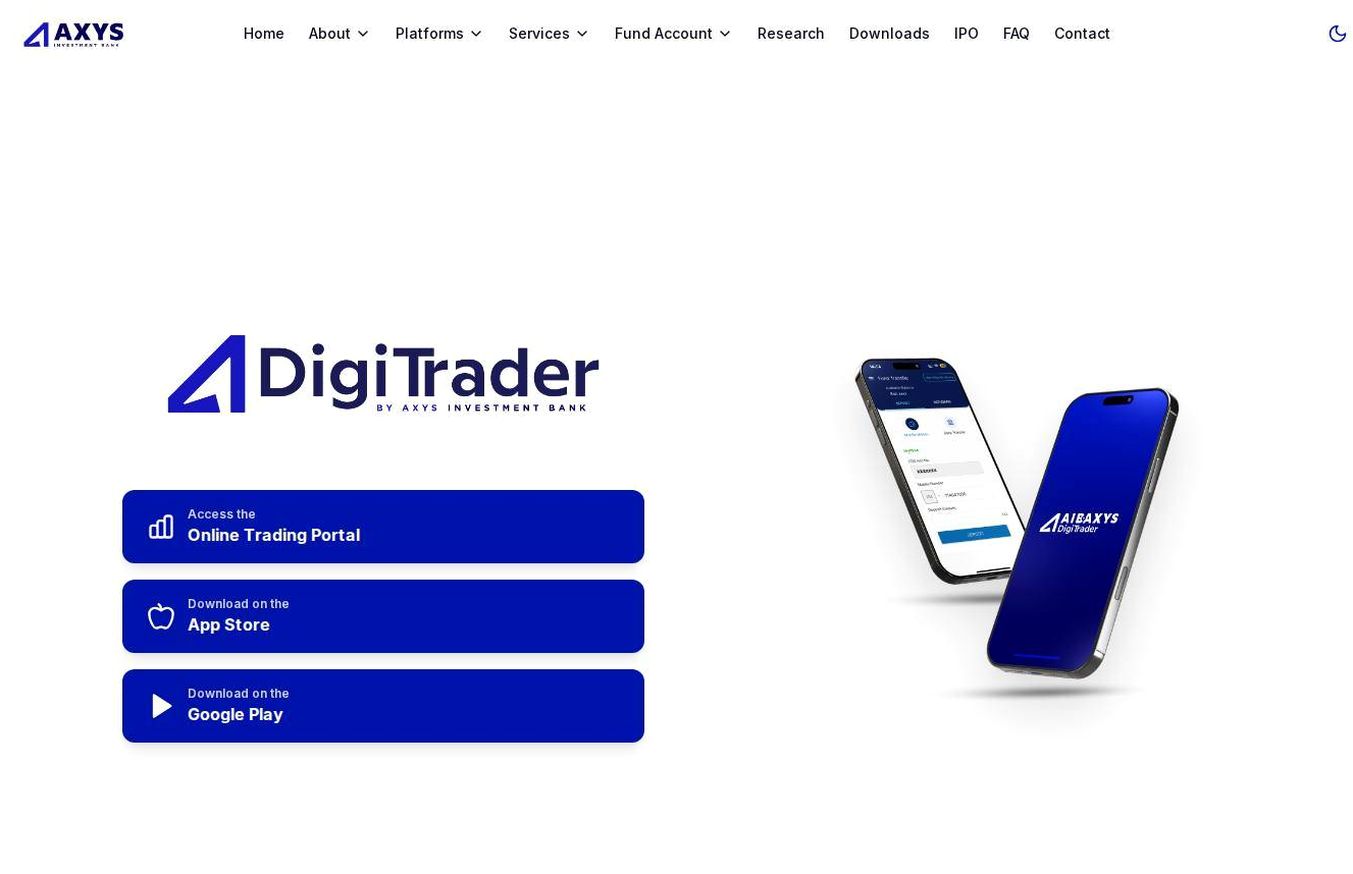 The platform page on the AIB-AXYS Africa website