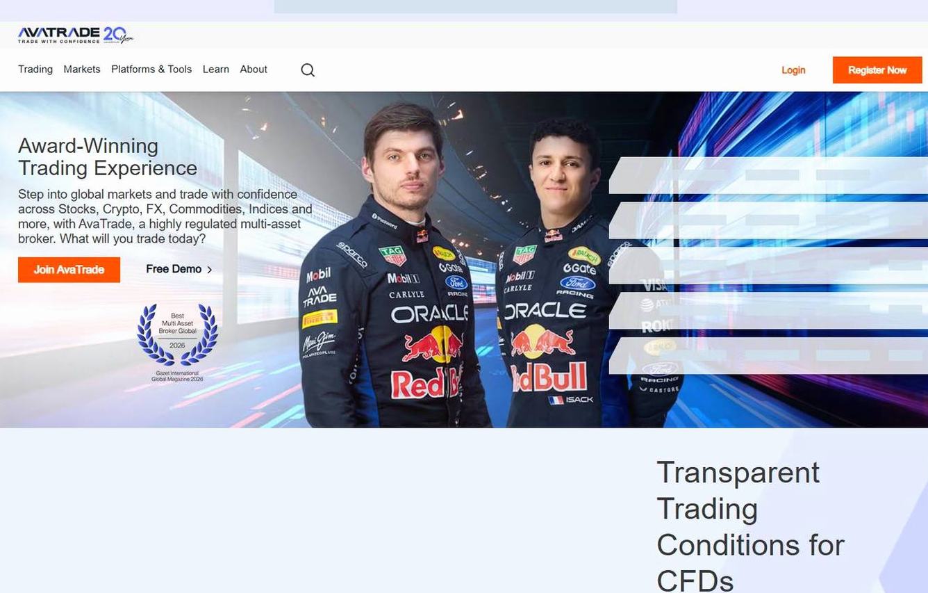 Screenshot of the AvaTrade website