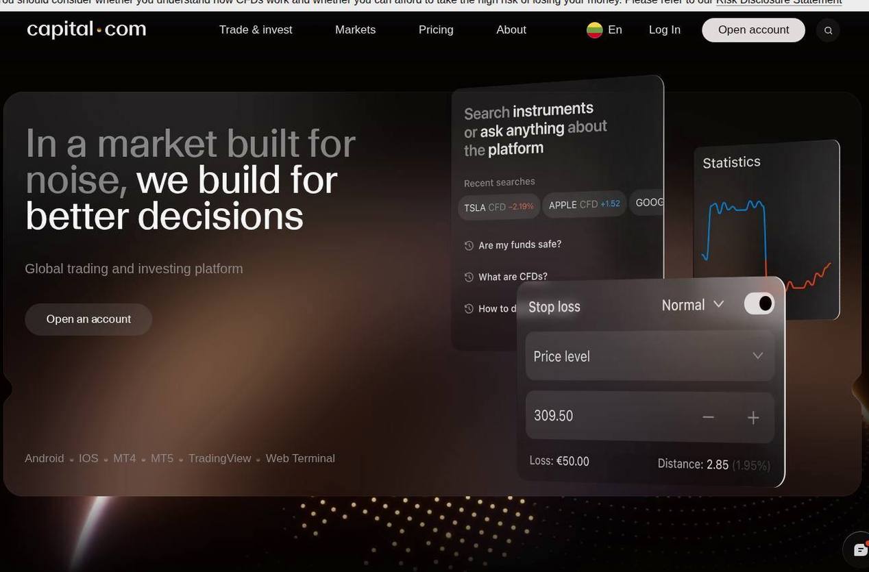Screenshot of the Capital.com website