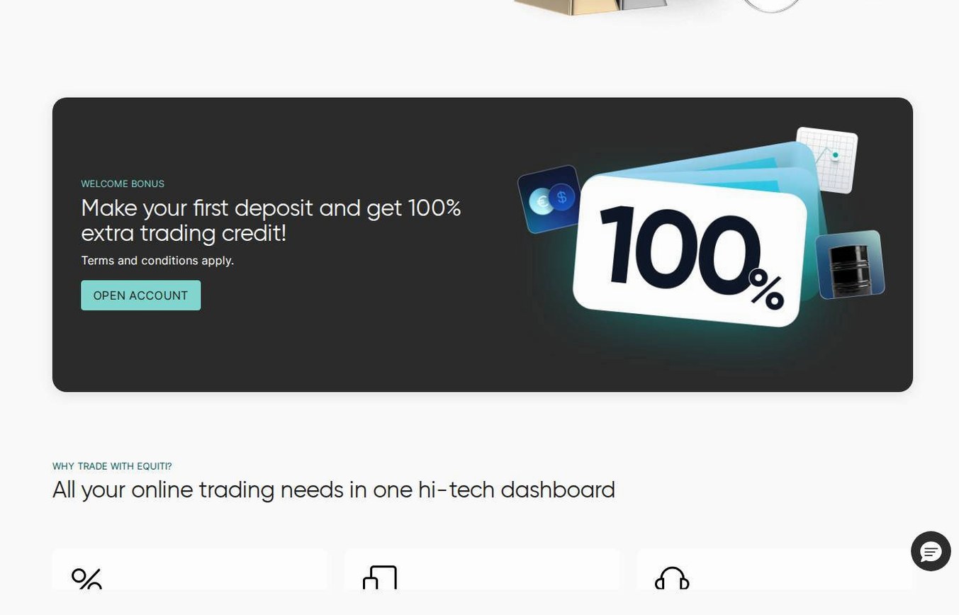 Screenshot of the Equiti website