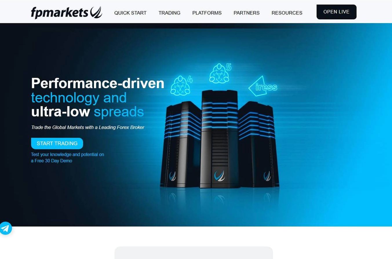 Screenshot of the FP Markets website