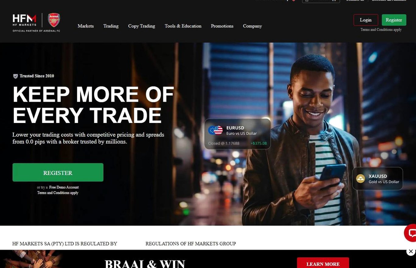 Screenshot of the HFM website