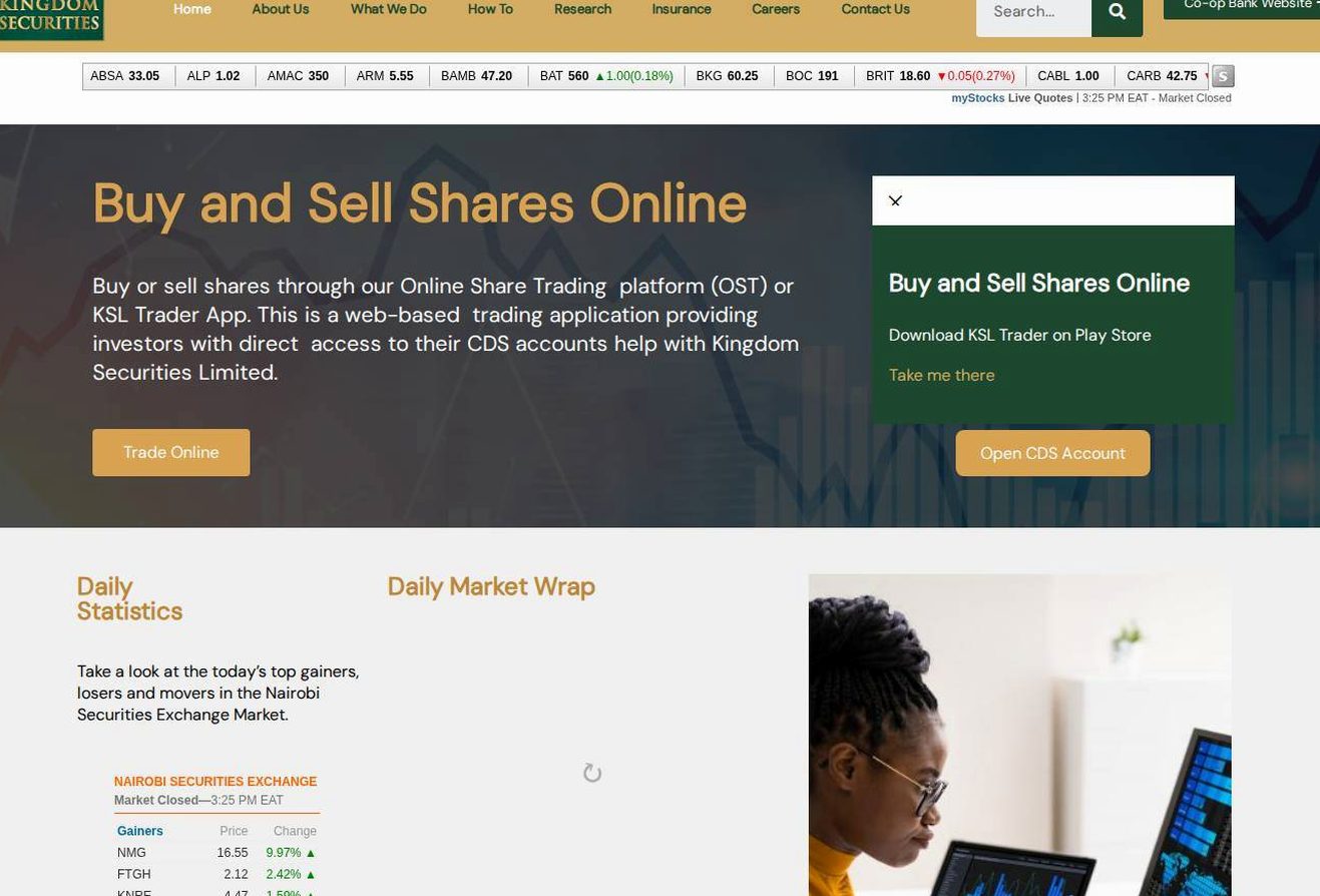 Screenshot of the Kingdom Securities website