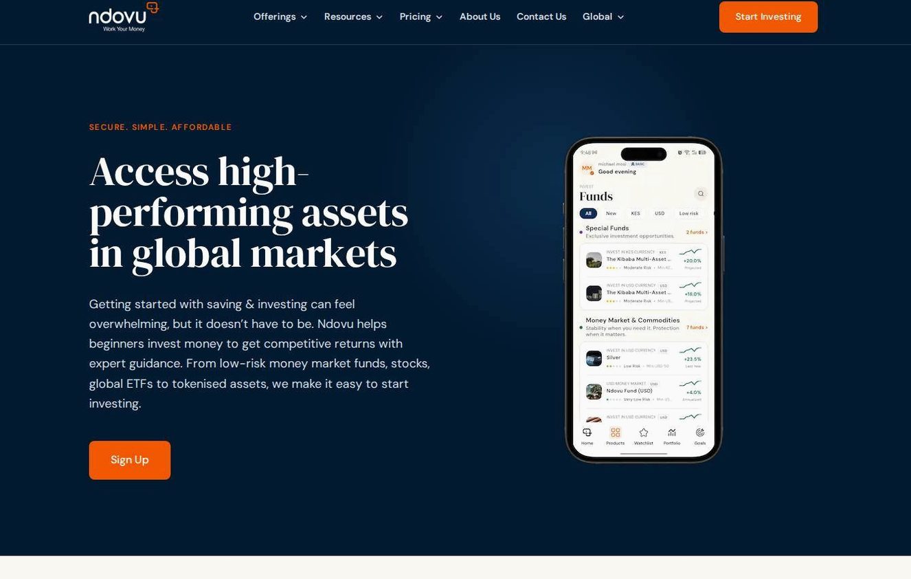 Screenshot of the Ndovu (Ndovu app) website