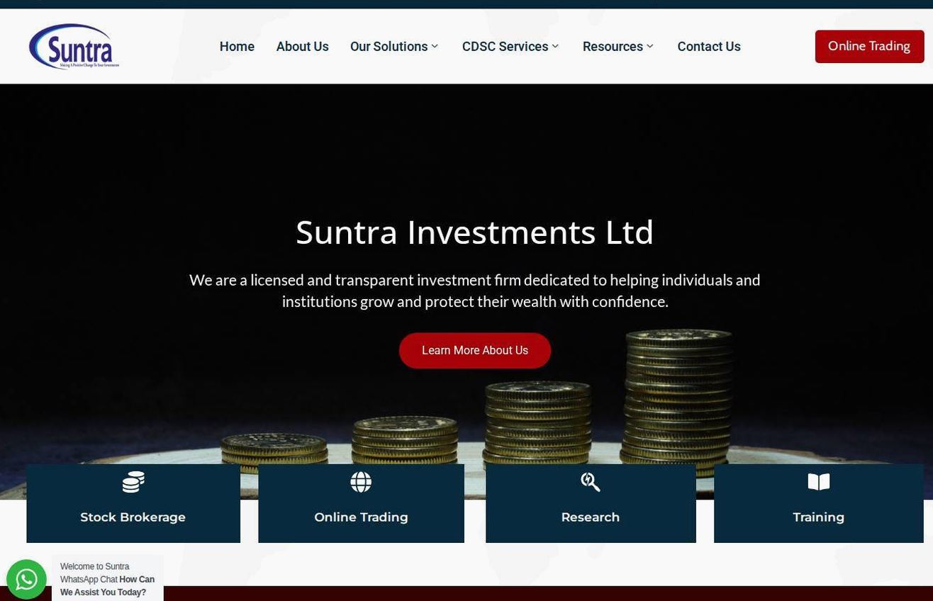 Screenshot of the Suntra Investment Bank website