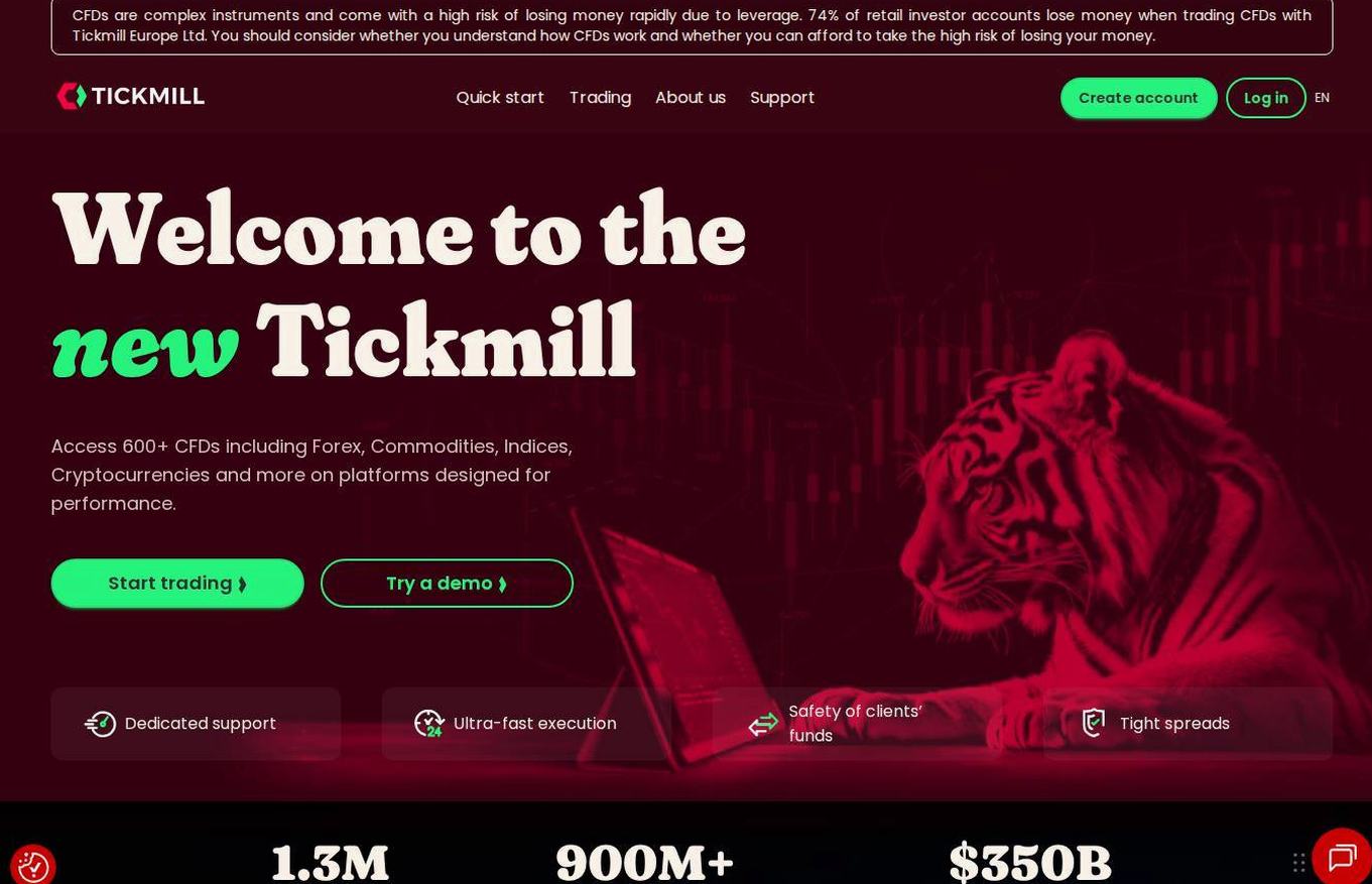 The platform page on the Tickmill website