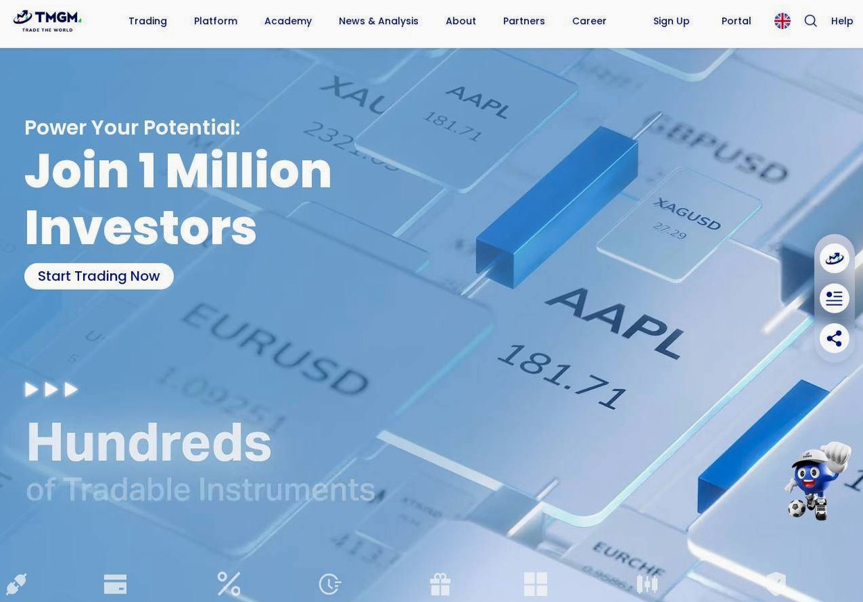 Screenshot of the TMGM website