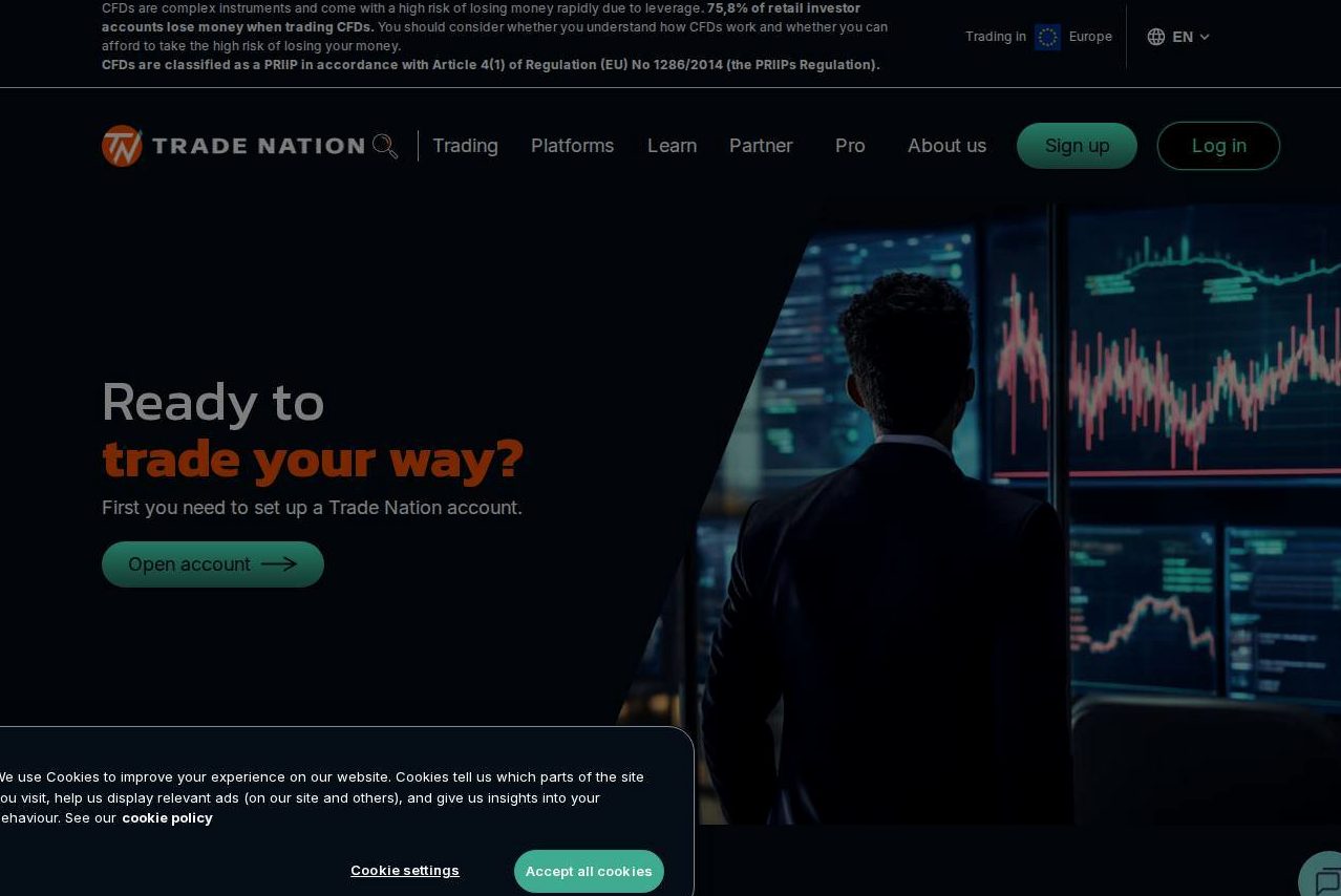 The platform page on the Trade Nation website